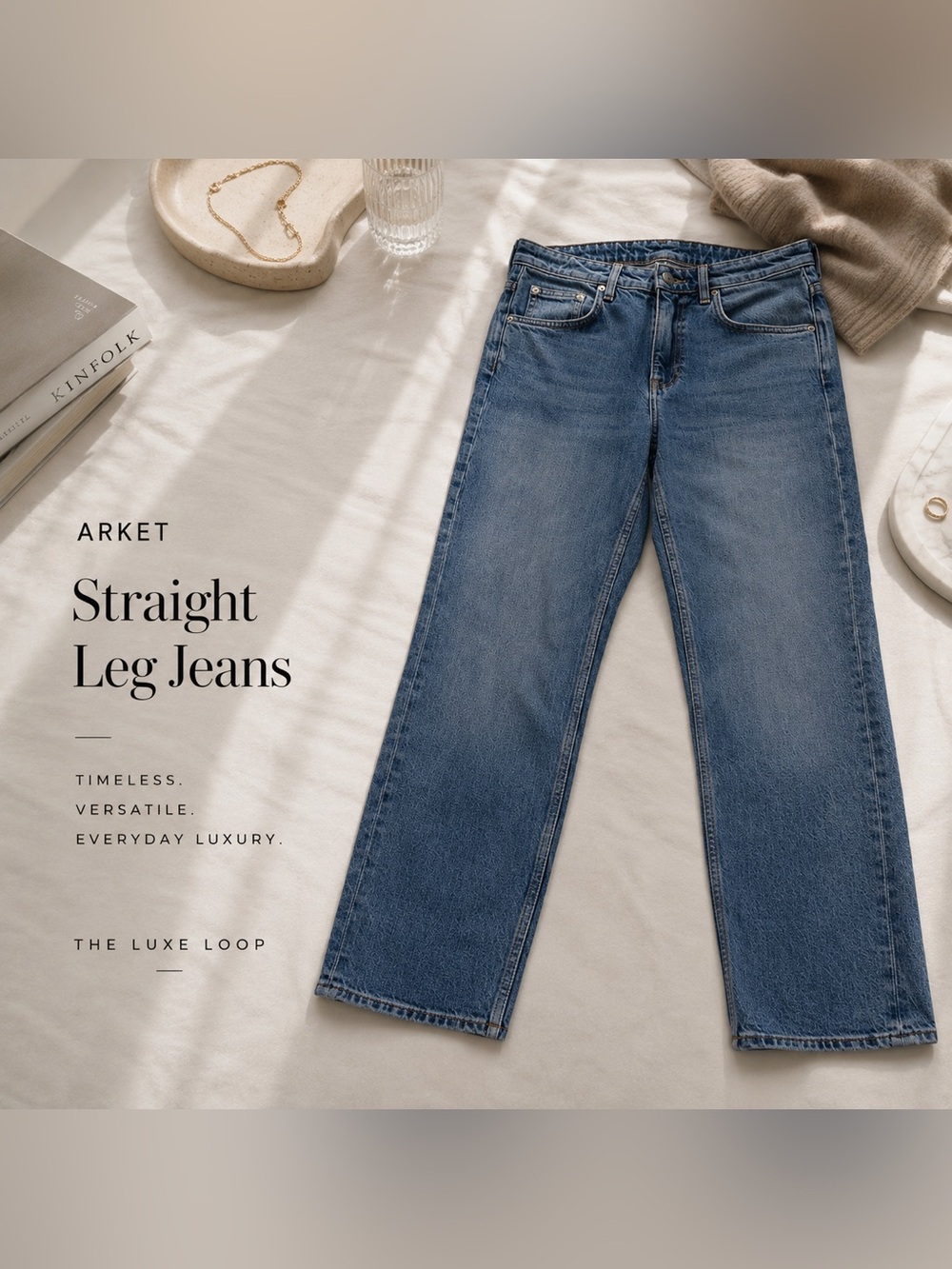 Arket Straight Leg Jeans — Medium Blue